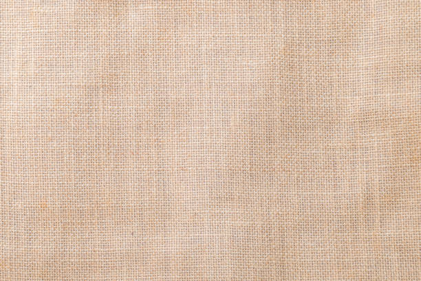istock Hessian sackcloth woven texture pattern background in light cream beige brown color 1067240086