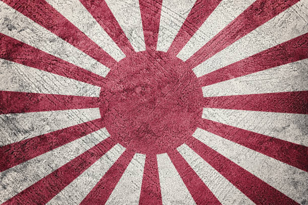 bandera del grunge rising sun japón. bandera de japón con textura grunge. - japanese flag japan flag white fotografías e imágenes de stock