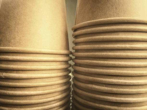 istock Close-up view of cardboard cups for hot drinks 1067267450