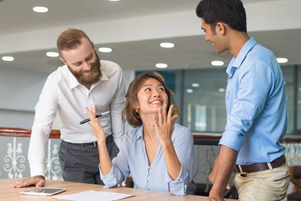 istock Business group of three celebrating success 1067269330