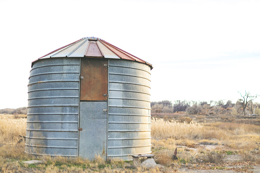 Backgrounds of Metal Grain Storage Silos Rural Elements and Surfaces and Outdoor Textures Western Colorado