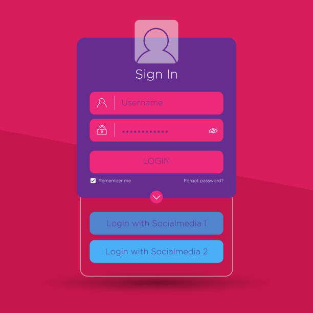 Flat Login User Interface. Sign In Web Element Template Window. Business Website Modern UI vector art illustration