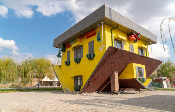 Ankara/Turkey - November 10 2018: Upside down house called tepetaklak ev in Turkish