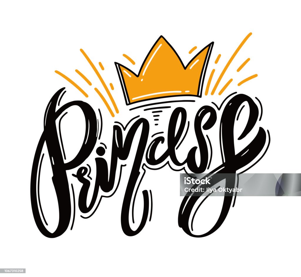 Princess Lettering Shading Princess Vector Lettering Modern Brush Calligraphy Vector Illustration ...