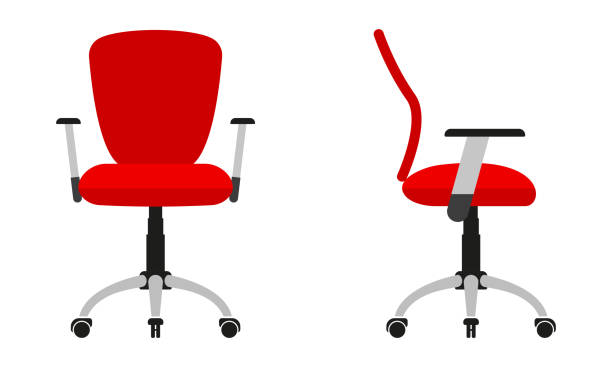 ilustrações de stock, clip art, desenhos animados e ícones de office chair icon isolated on white background. front and side view. flat design. vector illustration. - 4724