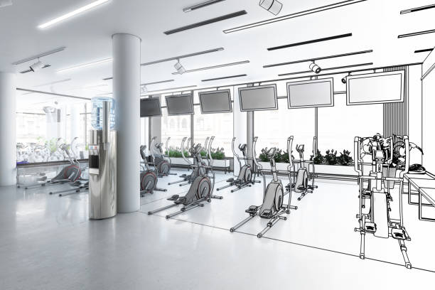 istock Crosstrainer inside a Fitness Center (sketch) 1067320268