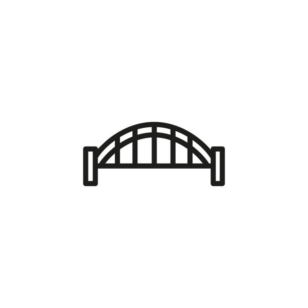 ilustraciones, imágenes clip art, dibujos animados e iconos de stock de icono de línea de puente de puerto de sydney - sydney australia australia sydney harbor bridge bridge