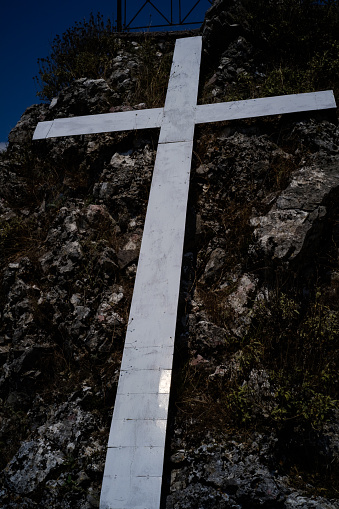 The Cross lay on the old stone house in Albania