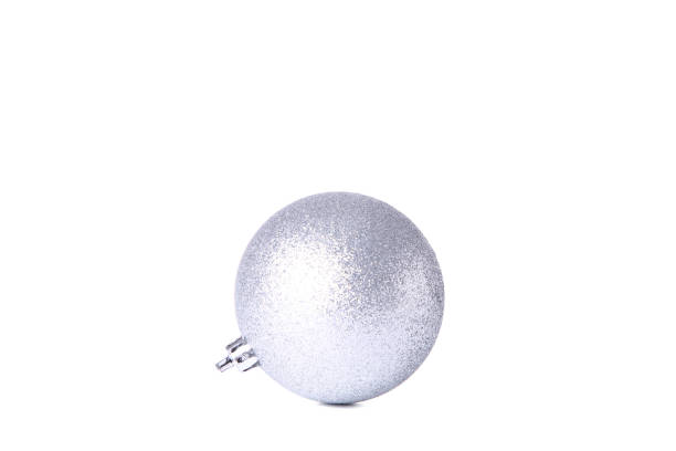 istock Silver christmas balls isolated on white background 1067325092