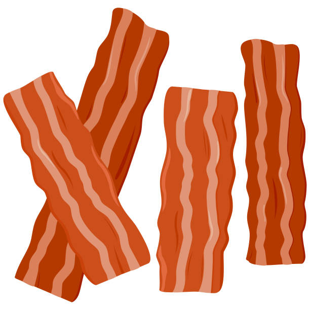 кусочки жареного хрустящего бекона - bacon stock illustrations