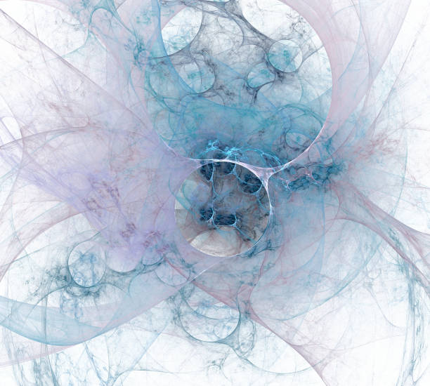 Abstract multicolor background element on white. Dynamic  illustration of curves and grids. Detailed fractal graphics