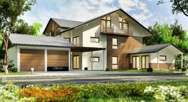 istock Large country house with garage 1067331426