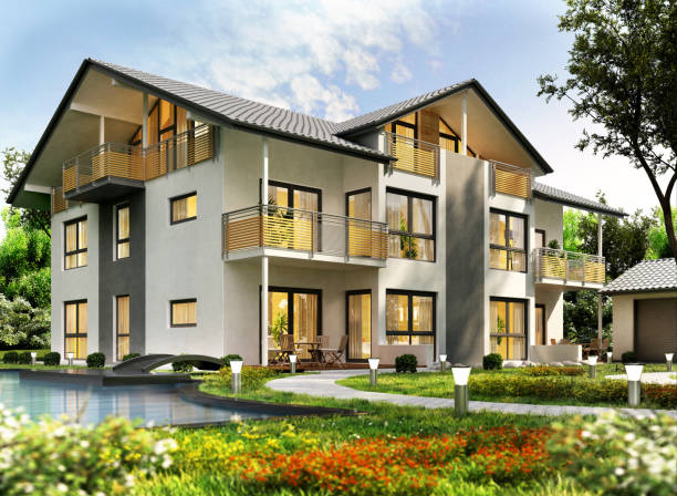 istock Modern house design with swimming pool 1067331522