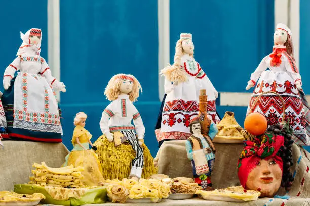 Photo of Beautiful folk rag dolls from Belarus. Souvenir