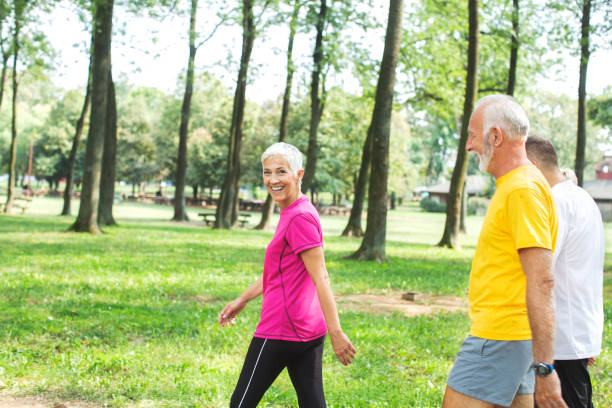 istock Senior people walking after exercising outdoors 1067346702
