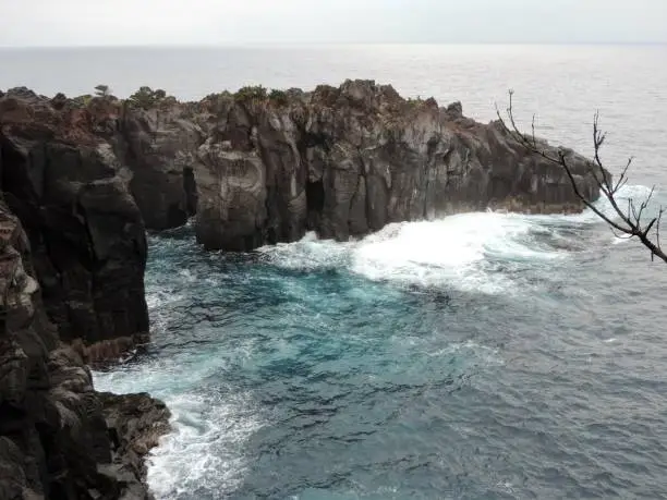 rocky coast of Pacific  ocean in Japan