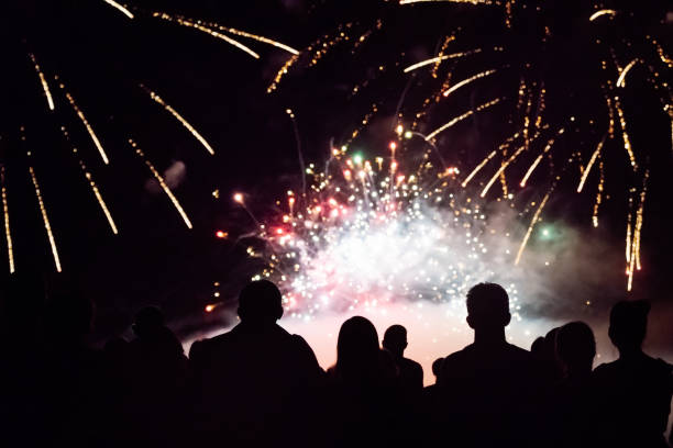 istock Crowd watching fireworks and celebrating new year 1067353788
