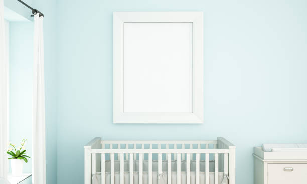 istock mockup of frame on blue baby room 1067358562