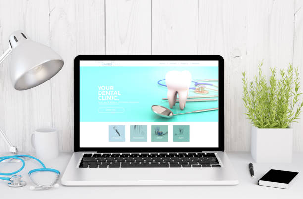 istock medical desktop computer with dental clinic website on screen 1067359380