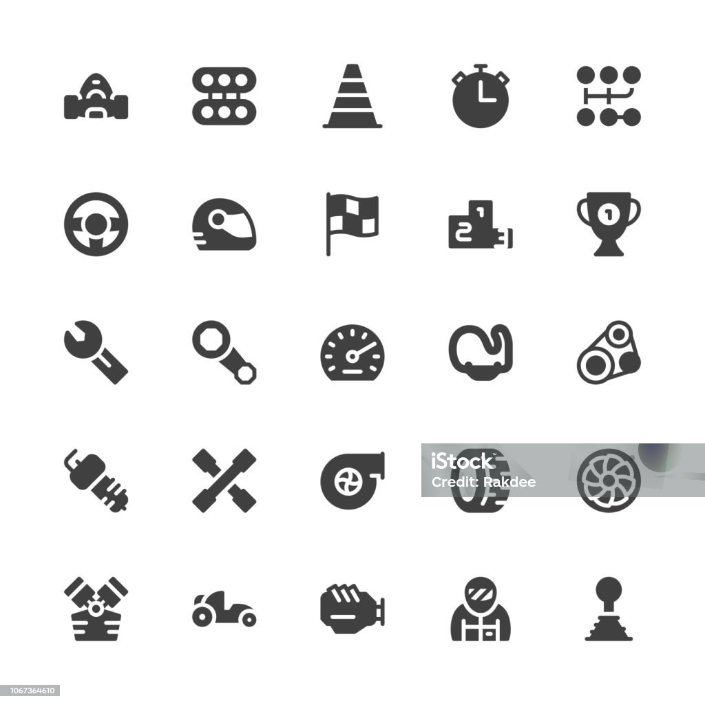 Motor Racing Icons - Gray Series Motor Racing Icons Gray Series Vector EPS File. Icon Symbol stock vector