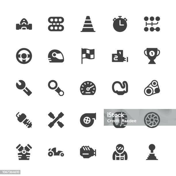 Motor Racing Icons Gray Series Stock Illustration - Download Image Now - Icon Symbol, Racecar, Turbocharger