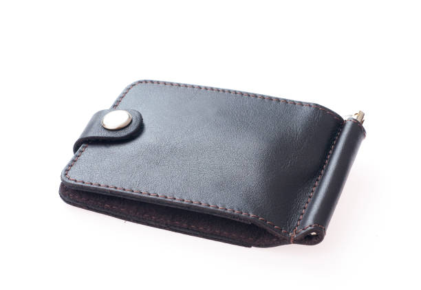 istock Brown leather wallet isolated on white background. Expensive man's purse 1067364824