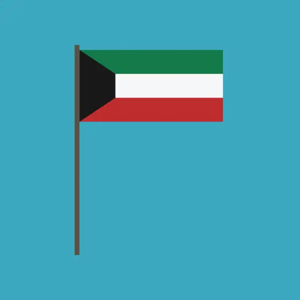 Vector illustration of Kuwait flag icon in flat design