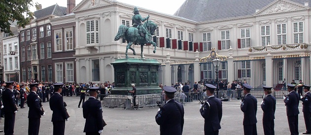 View Of Dutch Mounted Police, Armed Forces Standing With Gun, Watching, Lots Of Journalist With Camera Standing, Spectators Standing Behind Crowd Control Barrier, Looking Around, Taking Picture While Waiting For Dutch The King And His Family Members To Arrive During Prinsjesdag, The Day On Which King Willem Alexander Of The Netherlands Addresses A Joint Session Of The Dutch Senate And House Of Representatives To Give The Speech From The Throne Setting Out The Main Features Of Government Policy For The Coming Parliamentary Session In The Hague The Netherlands Europe