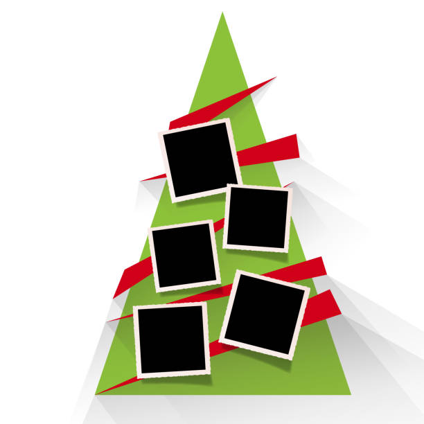 Christmas tree with photos, blank frames. Vector template with pictures to insert Christmas tree with photos, blank frames. Vector template with pictures to insert christmas tree photos stock illustrations