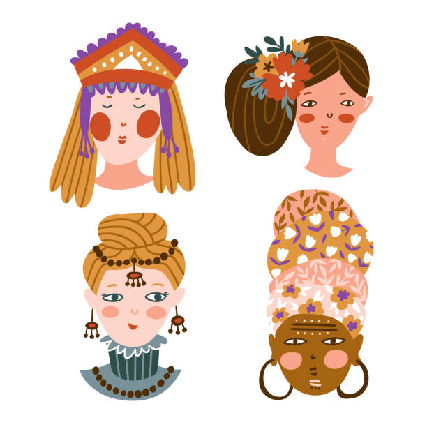 Set Of Girls Of Different Nationalities And Religions Cute And Funny  Characters Collection Of Avatars For Web Social Networks Or Blogs Vector  Illustration Stock Illustration - Download Image Now - iStock