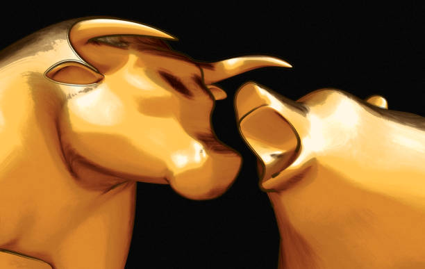 istock Bull Versus Bear Painting 1067383924
