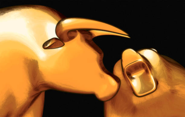 istock Bull Versus Bear Painting 1067383946