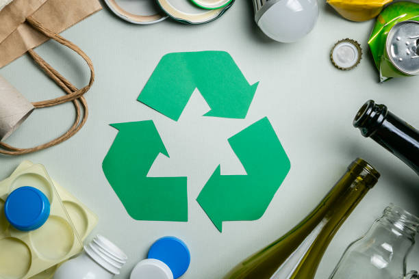 istock Recycling concept - recyclable materials with symbol 1067390546