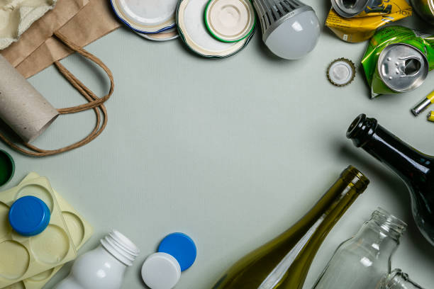 istock Recycling concept - recyclable materials with symbol 1067390608