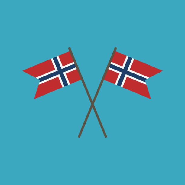 illustrations, cliparts, dessins animés et icônes de icône de drapeau de la norvège au design plat - norwegian flag norway flag freedom