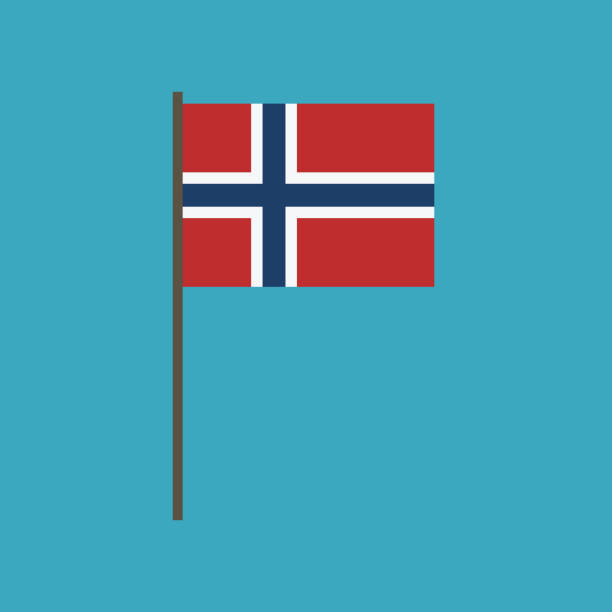 illustrations, cliparts, dessins animés et icônes de icône de drapeau de la norvège au design plat - norwegian flag norway flag freedom