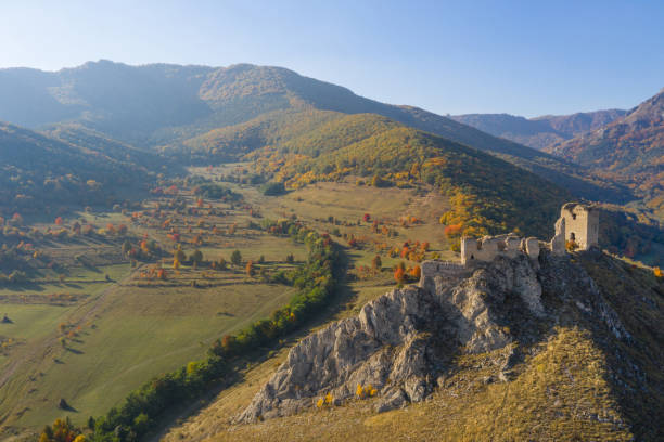 istock Coltesti fortress aerial drone view, Romania 1067394018