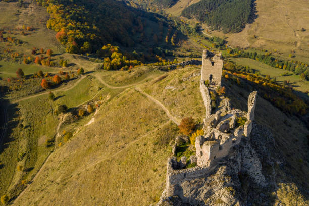 istock Coltesti fortress aerial drone view, Romania 1067394066