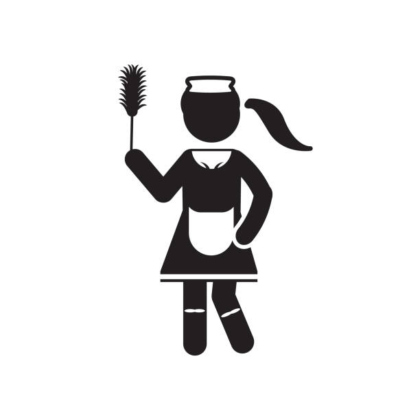 ilustraciones, imágenes clip art, dibujos animados e iconos de stock de icono de criada francesa. vector. - maid french maid outfit sensuality duster