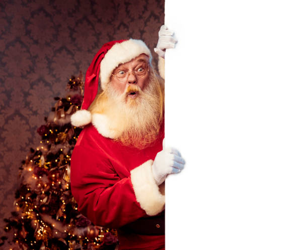 istock Santa Claus pointing on blank banner 1067400626