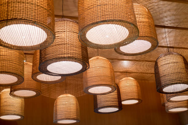 istock Lamp circle orange hanging on ceiling decoration in coffee shop 1067404648