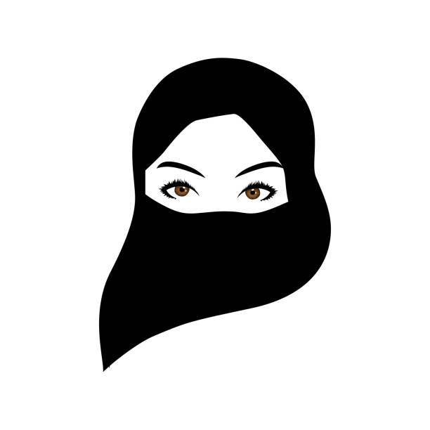 veiled woman young veiled woman, vector burka stock illustrations