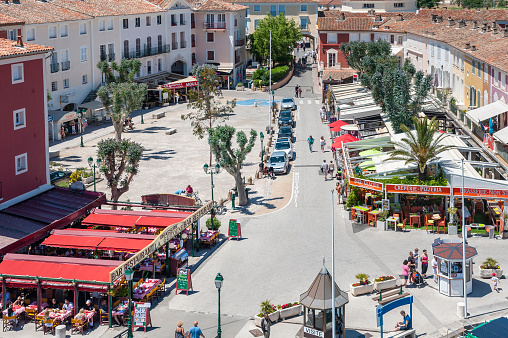 The Market Place in Port Grimaud in the Department Var of the province Provence-Alpes-Cote d´Azur