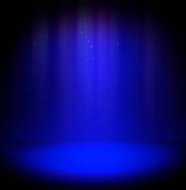 Blue stage with one blue light beam