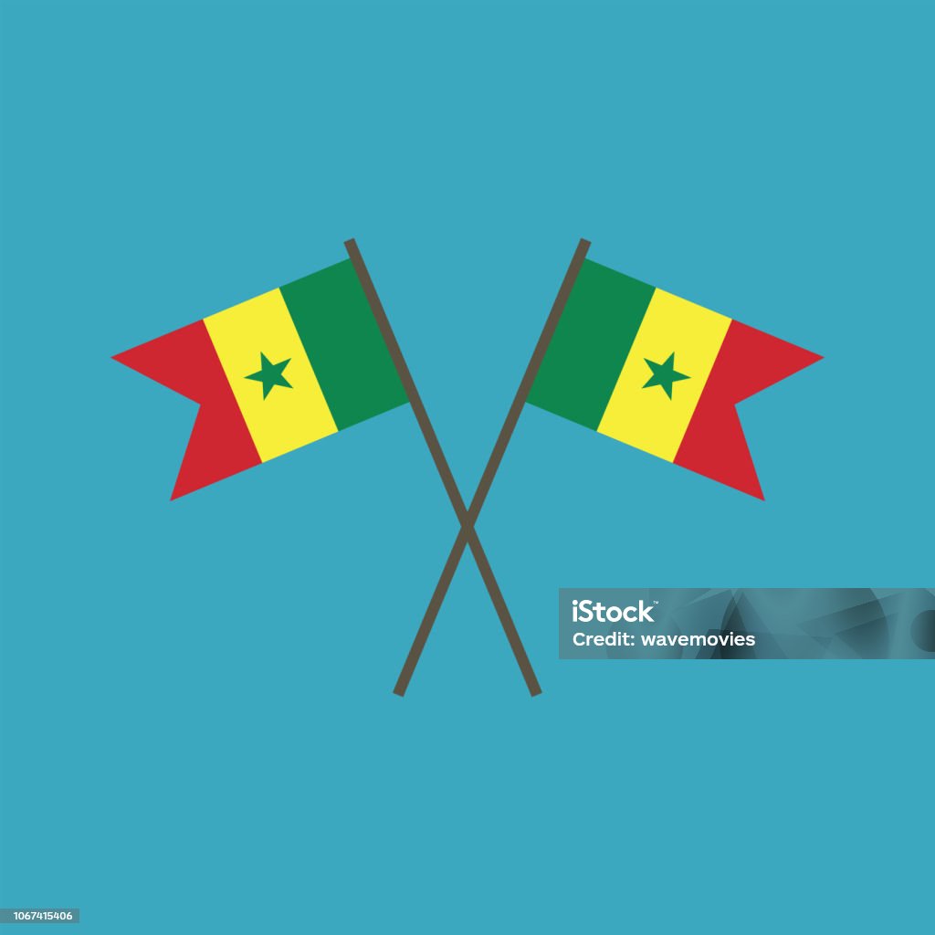 Ikona flagi Senegalu w płaskiej konstrukcji - Grafika wektorowa royalty-free (Baner)