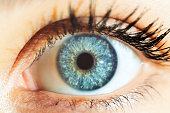 Macro human blue eyes