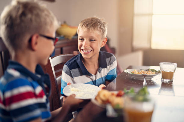 istock Little boys eating lunch 1067421462
