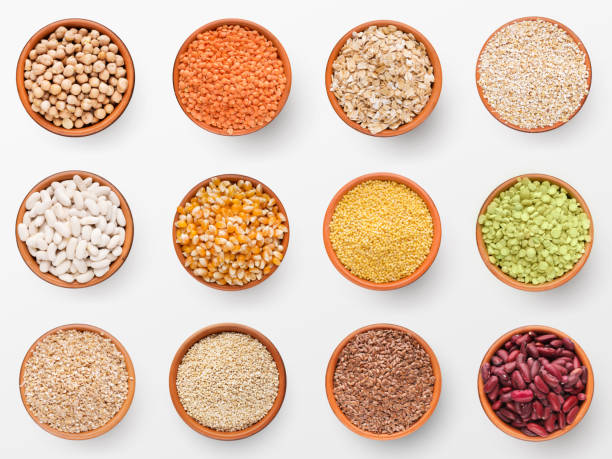 istock Set of various grains isolated on white background 1067429506