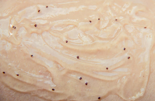 istock Texture cosmetic gel scrub for face and body. Selective focus. 1067429896