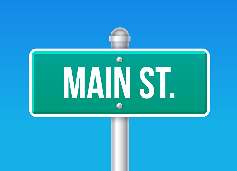 Main street green street sign.